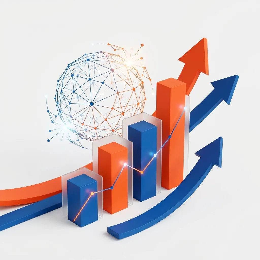 Digital marketing growth strategy with analytics and business growth charts